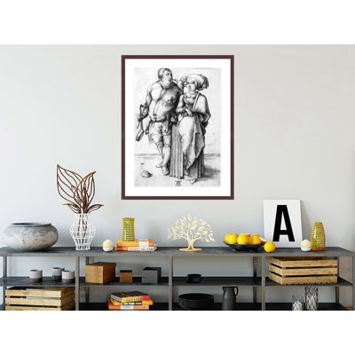 Le cuisinier et sa femme (photo en noir et blanc) par Albrecht Dürer, impression giclée encadrée