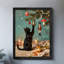 Art mural rétro avec un chat noir et un arbre de Noël-1528336277