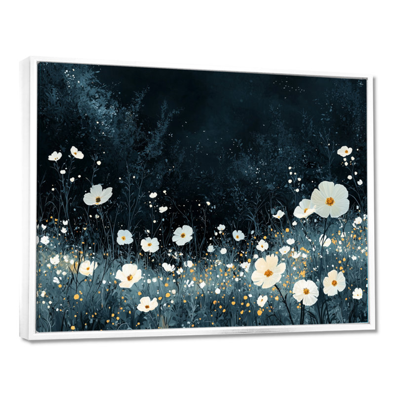 Wolter - Floral Wall Art, H 12 po x l 20 po, Cadre flottant, Blanc