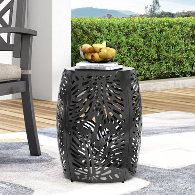 Table d'appoint élégante en fer forgé avec fonction passe-plat - Noir, 40,7 x 40,7 x 53 cm, sans assemblage, design moderne en métal