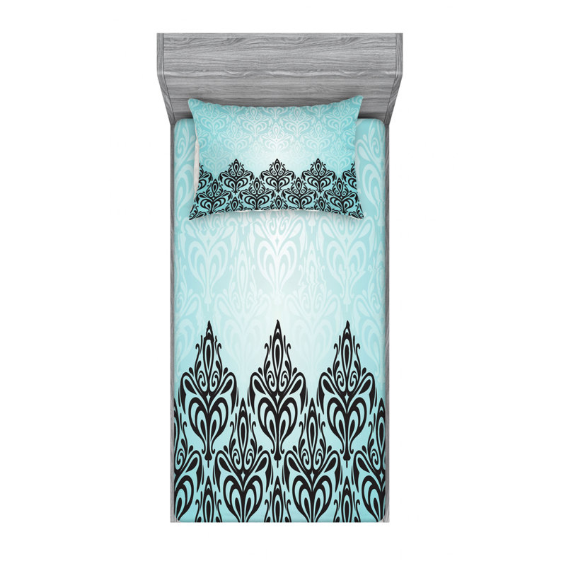 Microfiber Damask Sheet Set, Twin XL Sheet Set with Fitted Sheet
