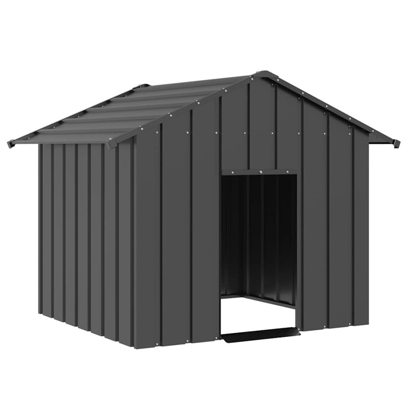 Barys Galvanised Steel Dog House, 102cm H x 131cm W x 101cm D, Anthracite