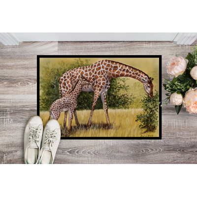 Paillasson d’extérieur antidérapant Wedowee giraffes