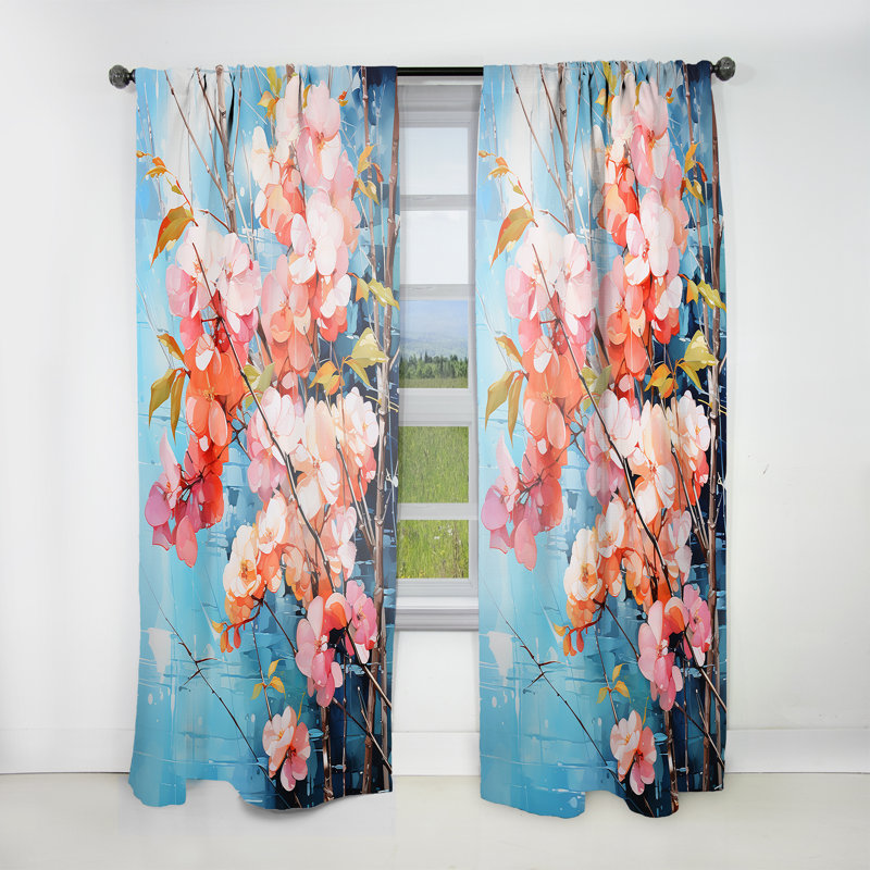 Bamboo Dreams I - Rideau à fleurs - Rideau floral obscurcissant - 1 panneau, L 52 po x L 120 po