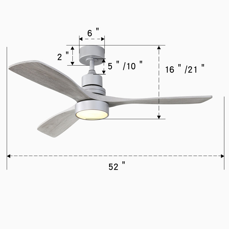 Ventilateur de plafond à DEL de 51,96 po avec télécommande et ensemble d'éclairage inclus