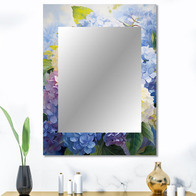 Hydrangées bleues et éternelles bleues - miroir d'hortensias, miroir mural décoratif traditionnel, impression d'art en métal