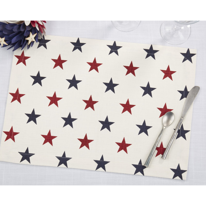 Americana Stars Placemat (Set of 4) – Patriotic Star Pattern Table Linen for Memorial Day, Fourth of July & Everyday Entertaining