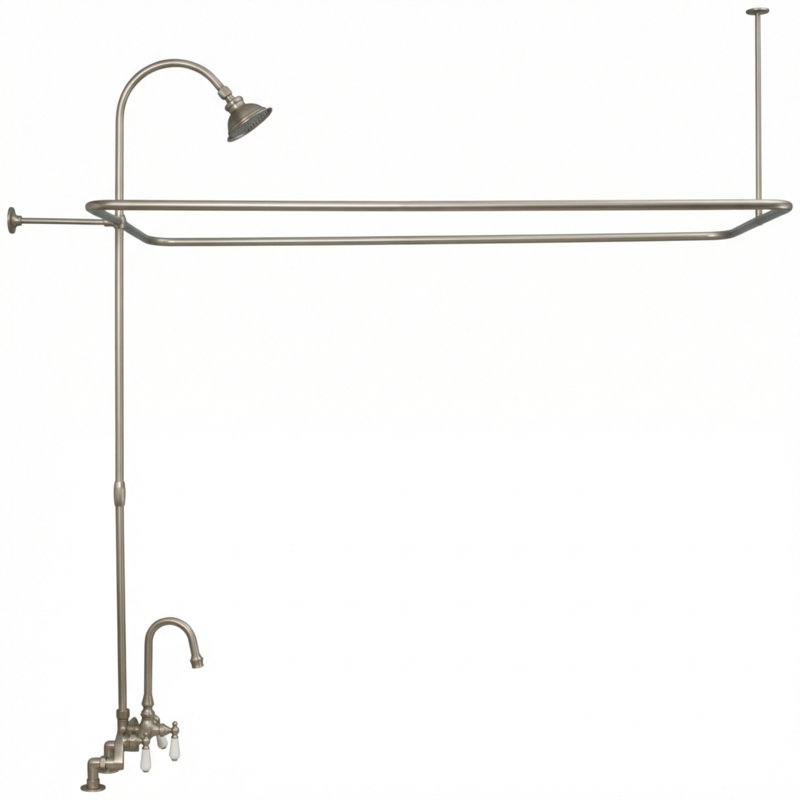 Deck Mount Tub Enclosure Shower System, Matte Nickel