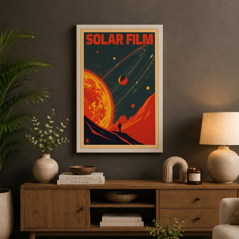 Solar Expedition Retro - Wrapped Canvas, 18x12 - 45.7 x 30.5 cm, Terracotta Border