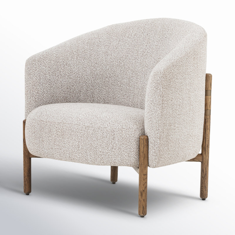 Enfield Barrel Chair Chair with Ottoman, Astor Stone Polyester