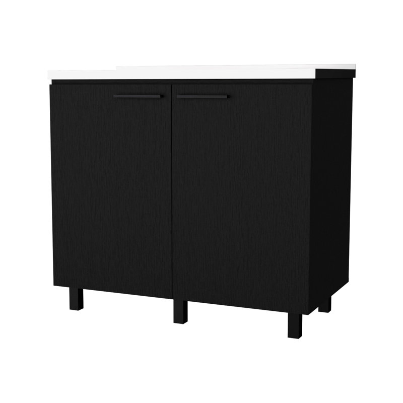 Évier et armoire utilitaire noirs avec amplement d'espace de rangement pour la cuisine, Noir