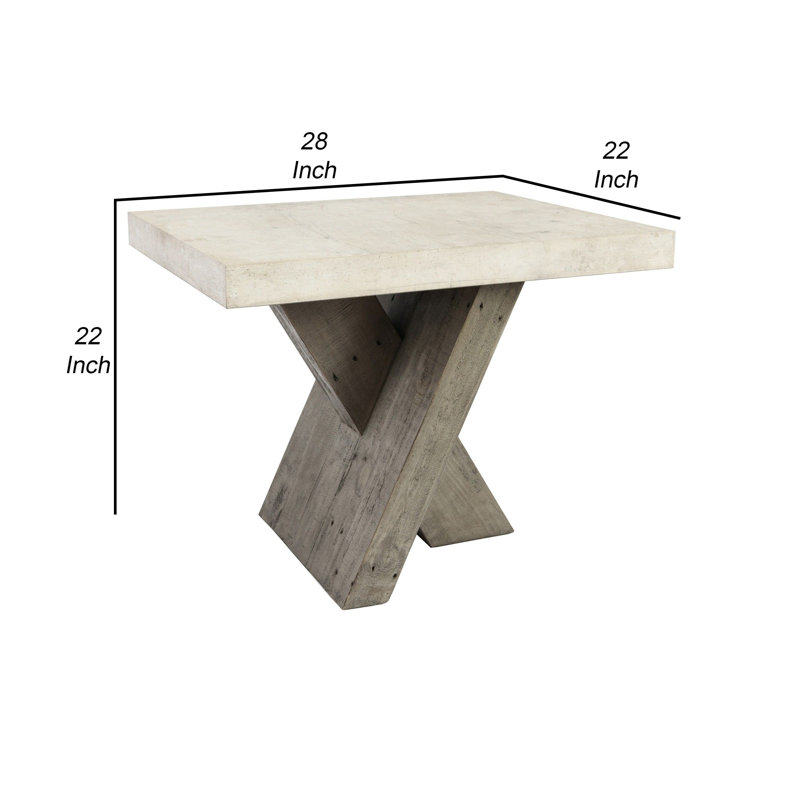 Durant End Table By Classic Home, Beige White/Gray