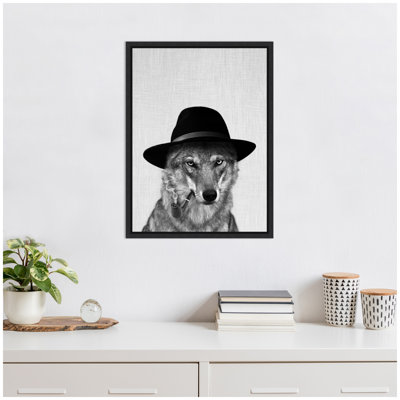 Minimalist Wolf Woody Hutson by Simon Te of Tai Prints Framed Canvas Wall Art Print