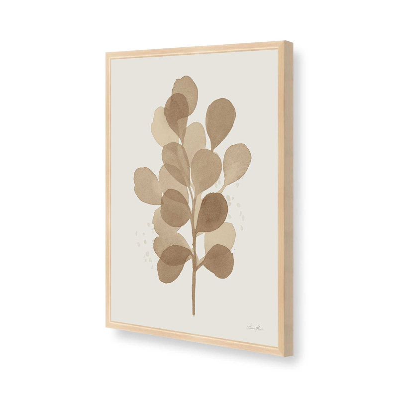 «Tan Leaf Impressions I Print», H 21 po x l 17 po, Cadre en érable brut ouvert