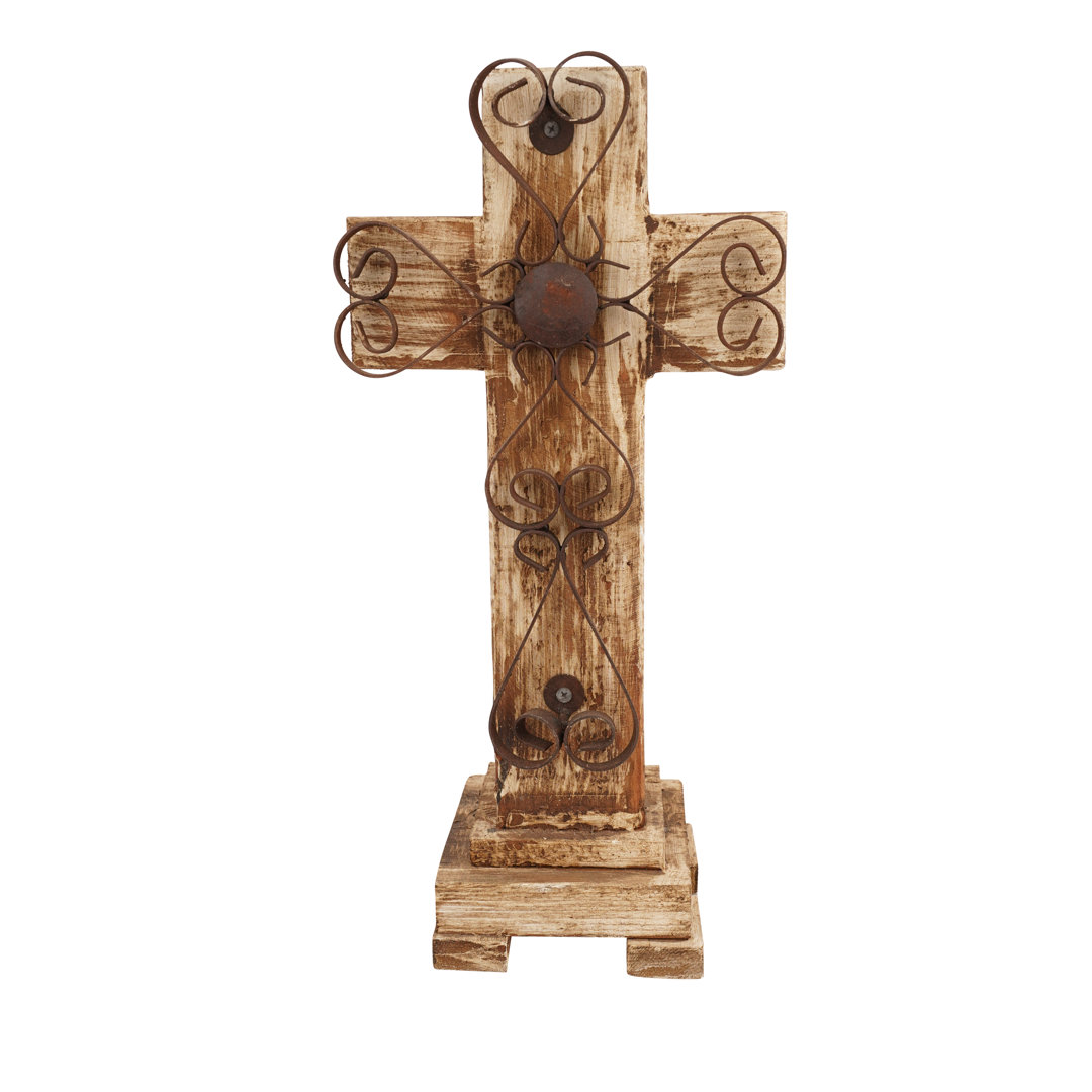 Woodacre Pedestal Cross Fleur De Lis Living