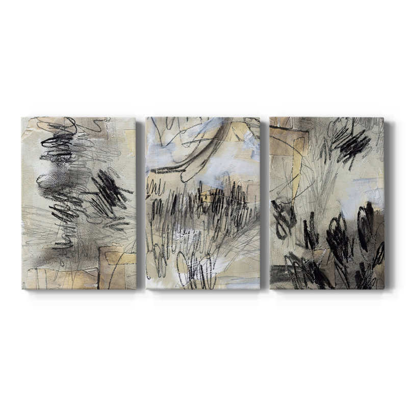 MaskedNotes II - Toile tendue sur mesure avec châssis - 3 pièces, H 12 po x l 24 po