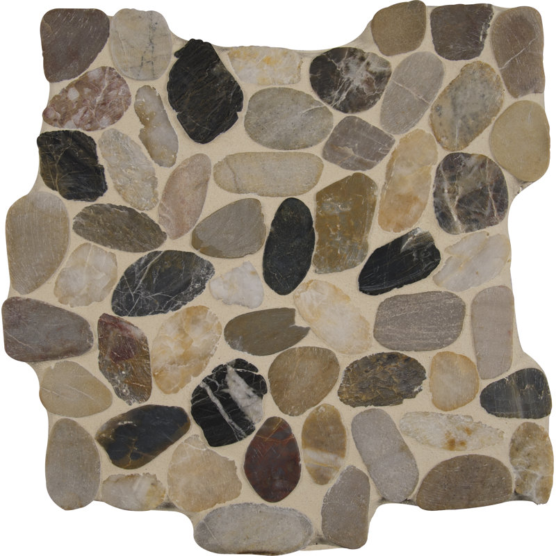 Marvella Pebble 12 in. x 12 in. Natural stone Mosaic Floor and Wall Tile, Rustica