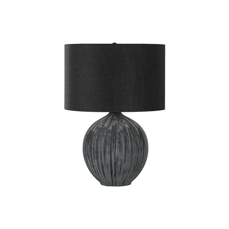 H 23 po, lampe de table, céramique noire, abat-jour noir, contemporain