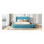 Lit plateforme tapissier grand en velours avec tête de lit à oreilles et 1 grand tiroir, 2 tabourets de rangement latéraux (bleu)-1277911651