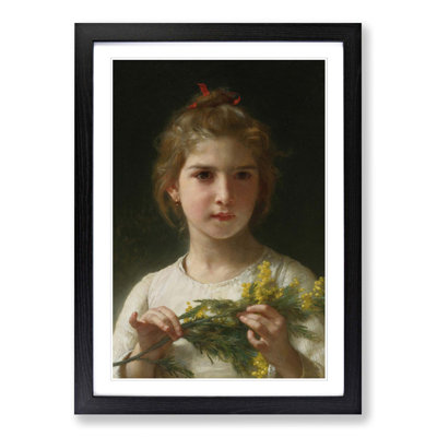 Mimosa Flower Girl by William Adolphe Bouguereau - Framed Print