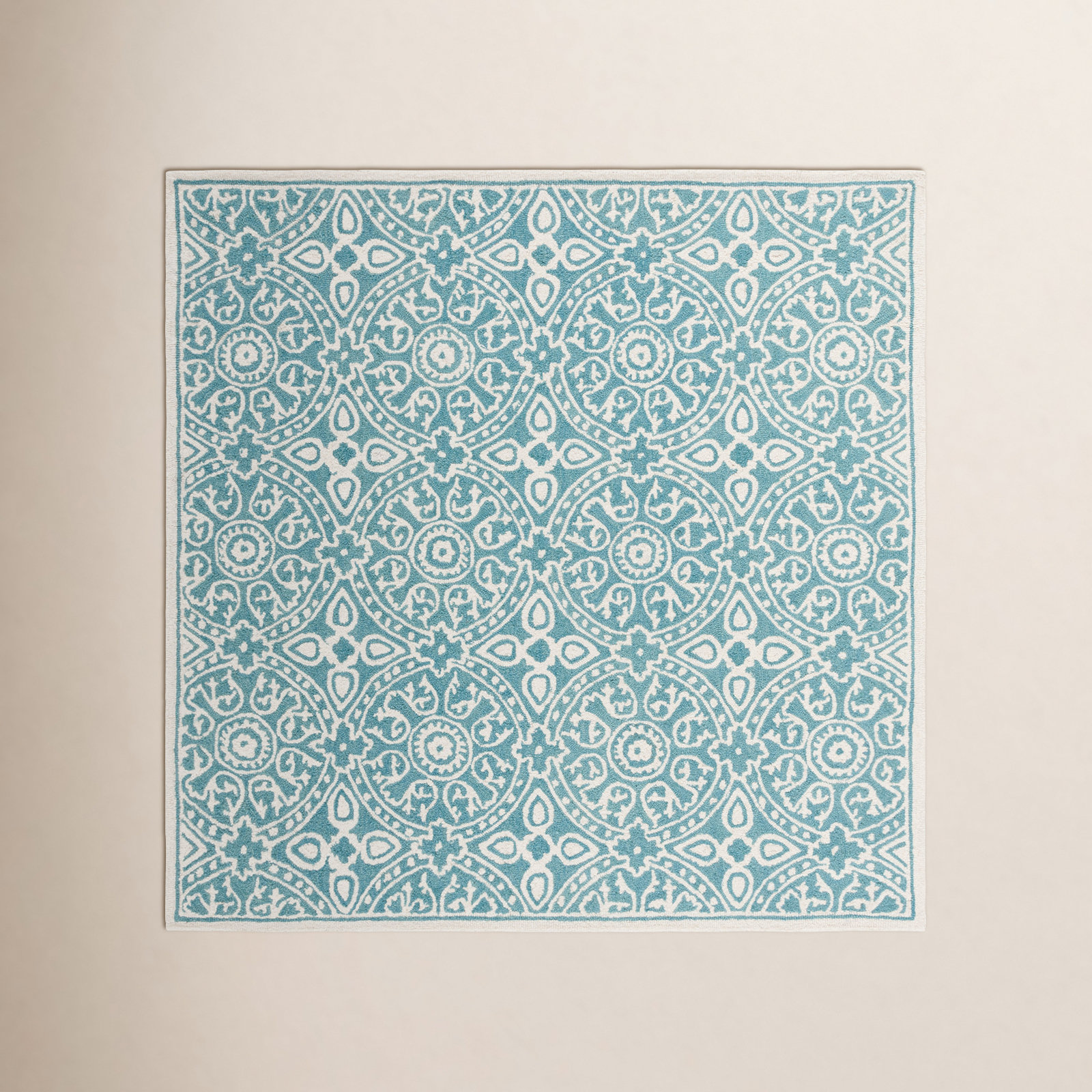 Hand-Tufted Wool Geometric Rug, Square 6'