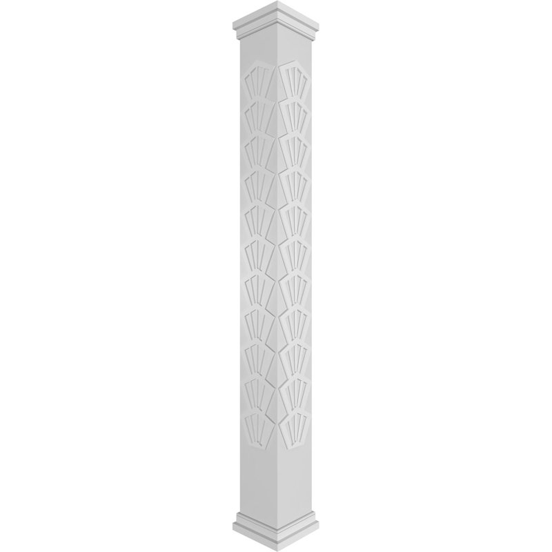 Carré côtier classique Craftsman non effilé avec colonne Capital Prairie et Prairie, H 96 po x l 7,625 po x P 7,625 po