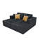 Chaises longues 2 places entièrement rembourrées en velours côtelé noir comprimé, aucun assemblage requis, rembourrage en mousse pour un soutien optimal, profondeur 193 cm, largeur 163 cm, hauteur 86 cm, avec coussins décoratifs, assemblage requis, rembourrage inclus.