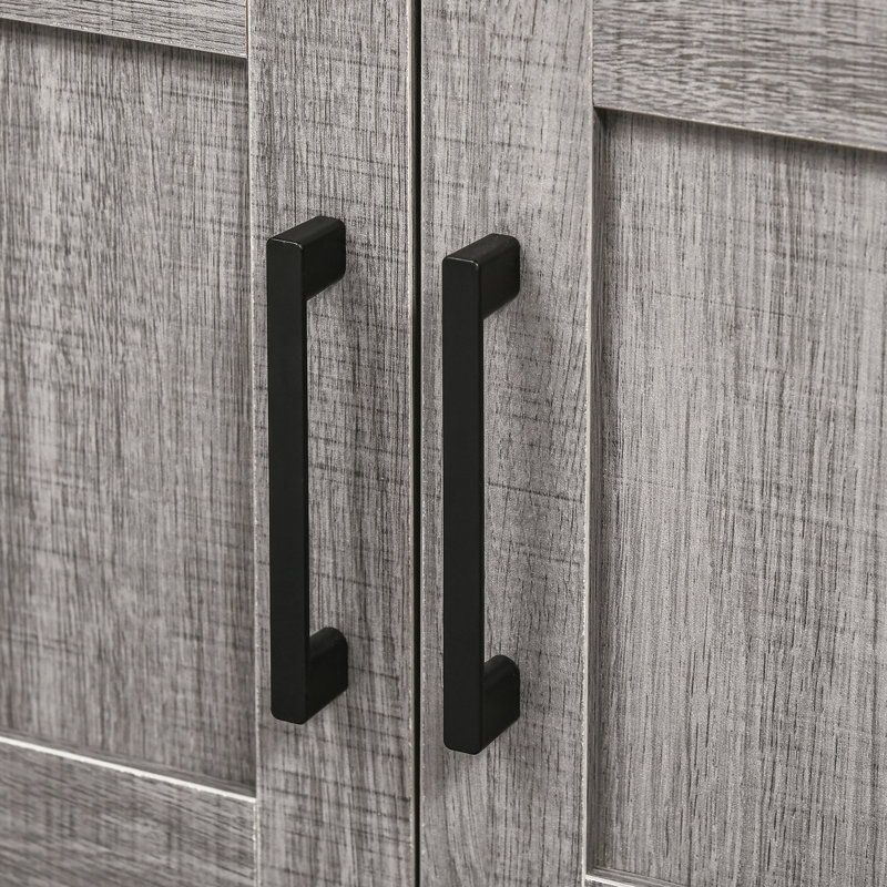 Bathroom Sink Storage With 2 Doors And Shelf, Gray Vanity Cabinet Open Shelf Unit