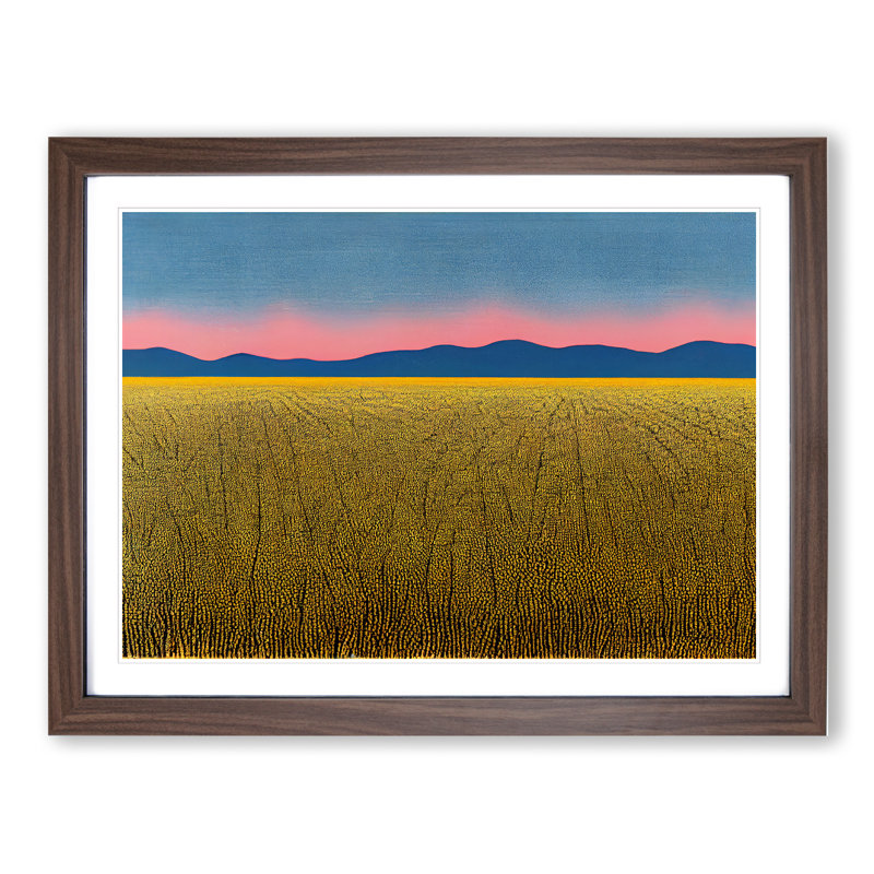 Wheat Field at Sunset - Framed Print, 34cm H x 46cm W x 2cm D, Walnut Framed