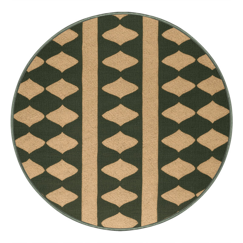 Machine Washable Trellis Green Area Rug, Round 4'