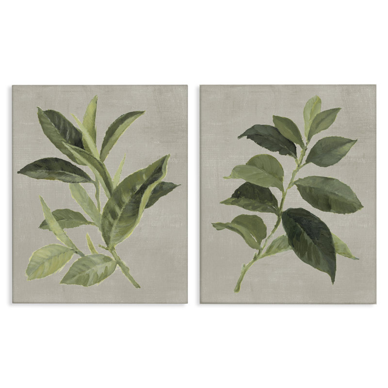 Ensemble de 2 feuilles de thé vert et café, conception par Lanie Loreth, H 20 po x l 16 po