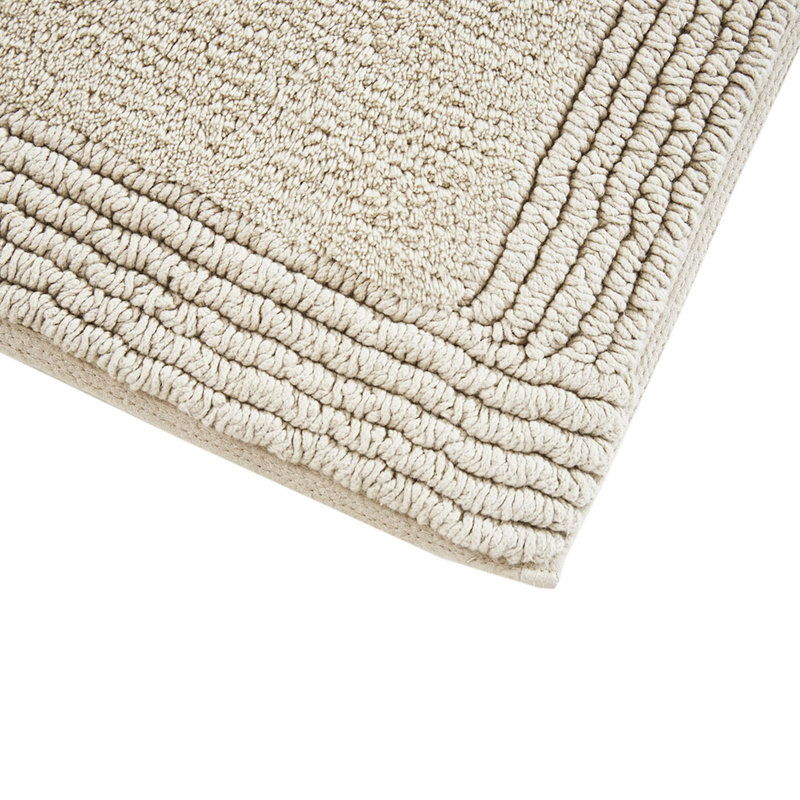 Natural 100% Cotton Bathroom Mat, 3000 Gsm, 21x34", Reversible, Construction, Machine Washable Reversible Bath Rug, Gsm Heavyweight, Color, & Dense,