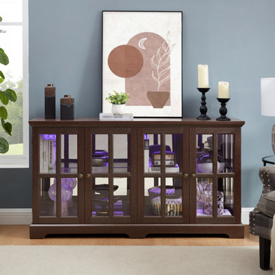 Magnifique vitrine antique en cerisier avec tablettes réglables et rétroéclairage à DEL à éclairage innovant à finition classique
