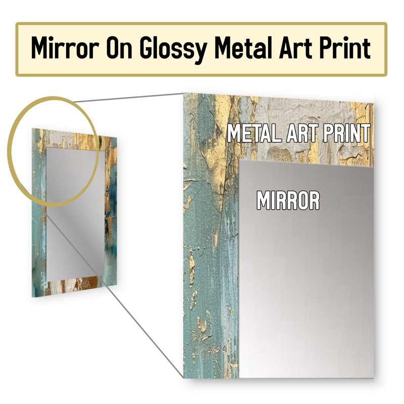 Gilded Daydreames VII - miroir mural décoratif minimaliste, grand miroir moderne, impression d'art en métal, 32 po x 24 po