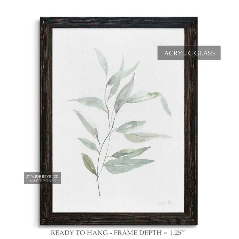 « ethereal eucalyptus ii »-impression du cadre sur verre, Encadré toile ébène, H 28 po x l 38 po x 1,25 po