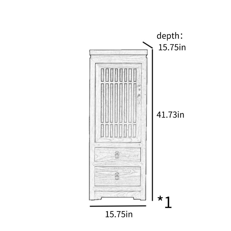 New Chinese Old Elm Zen Accent Cabinet, Walnut