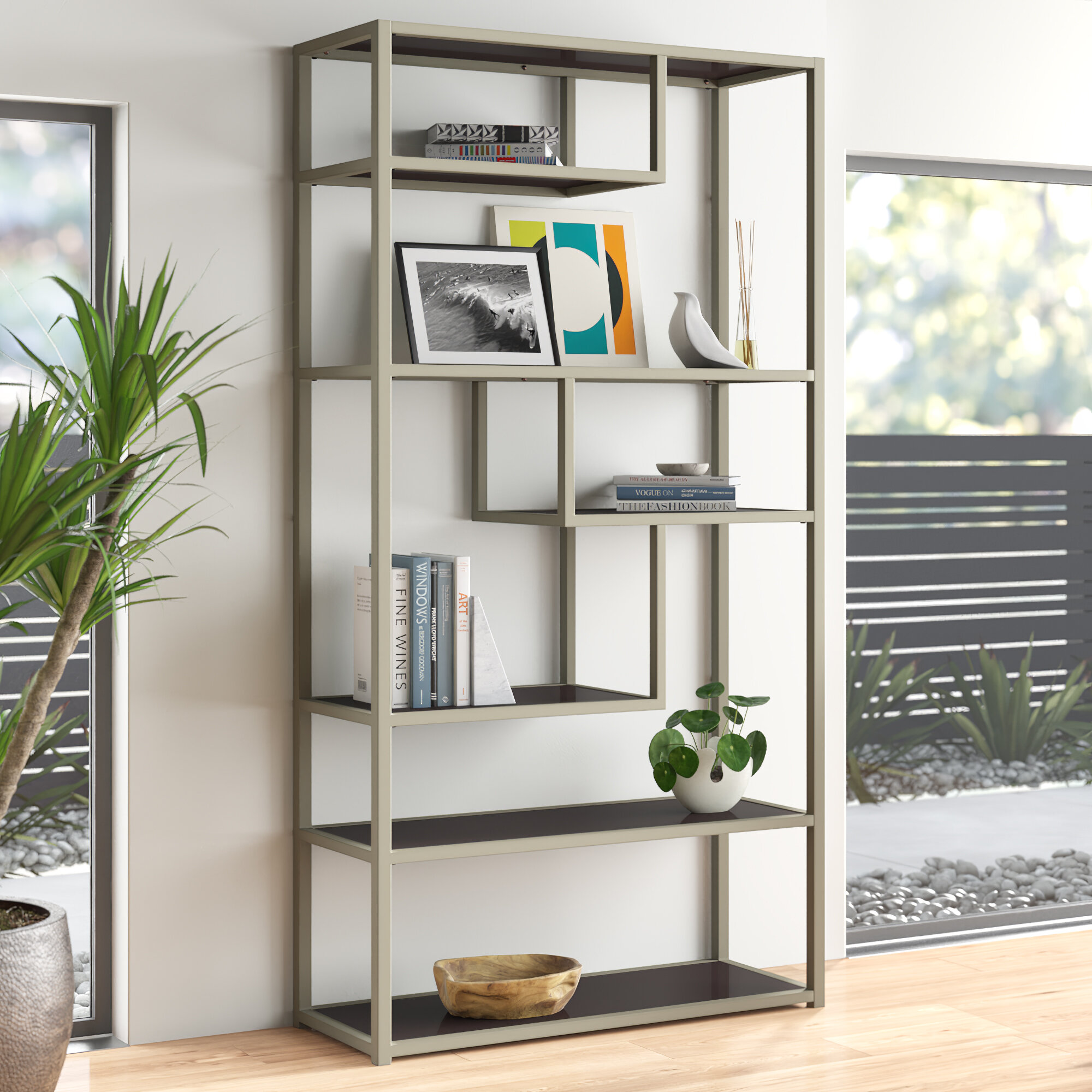 Narrow deals geometric bookcase