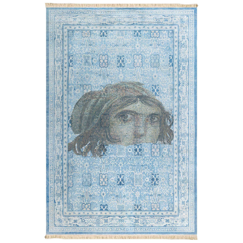 Tapis traditionnel Face Blue Mosaic Face