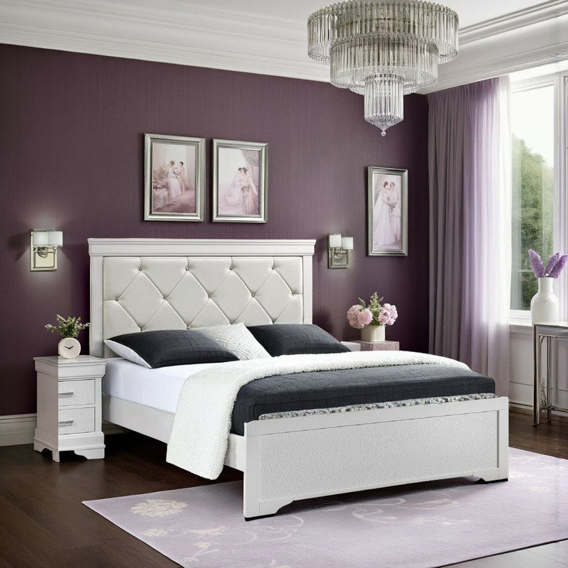 Lit tapissier Tête de lit capitonnée Diamond Style transitionnel moderne?, Grand lit