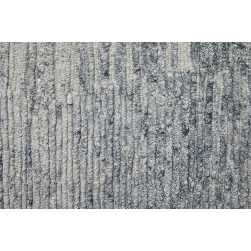 Brighton Hand Knotted Abstract Area Rug in Light Blue/Ivory, Rectangle 2' x 3'