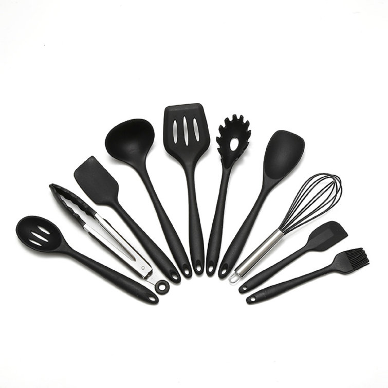 10 Piece Silicone Cooking Utensils Set with Stainless Steel