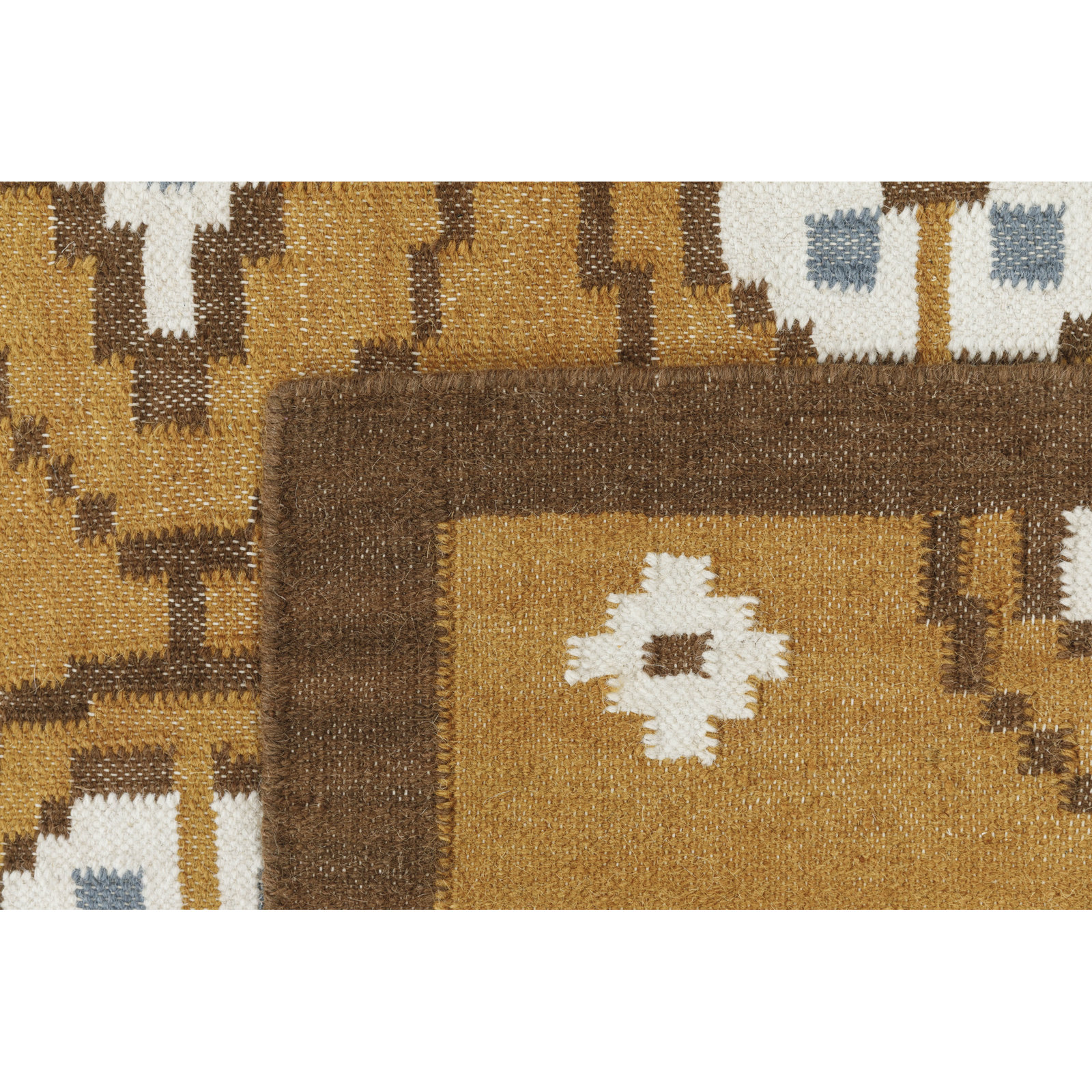 Heidi Flatweave Wool Geometric Scandinavian Rug, Yellow, 5'x8'