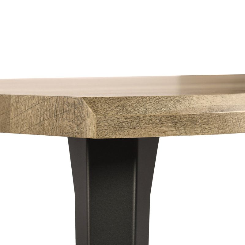 Modern 5-Piece Dining Set With Sculpted Wavy Edge Table For 4–6 People, Walnut, Gray