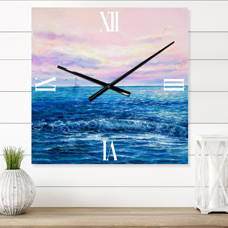 Horloge murale Morning Light on the Ocean Waves II, Très grand
