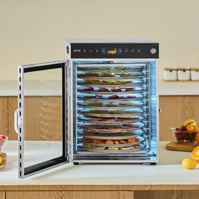 12 Trays Rotary Food Dehydrator Machine Stainless Steel 800W Jerky Fruit Drying