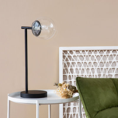 20" Black Table Lamp with Globe Shade