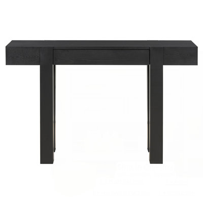 Console rustique minimaliste en bois massif avec tiroir et prise de courant, parfaite pour les vestibules et les salons.
