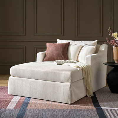 Chaise longue avec housse en velours côtelé 45 po Berte
