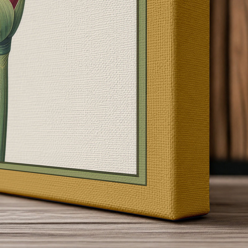 Pink Carnation Study Botanical - Wrapped Canvas, 36x24 - 91.4 x 61.0 cm, Ochre Border