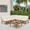 Ensemble modulaire d'extérieur en bois d'acacia rustique avec table basse 6 pièces Ravina
